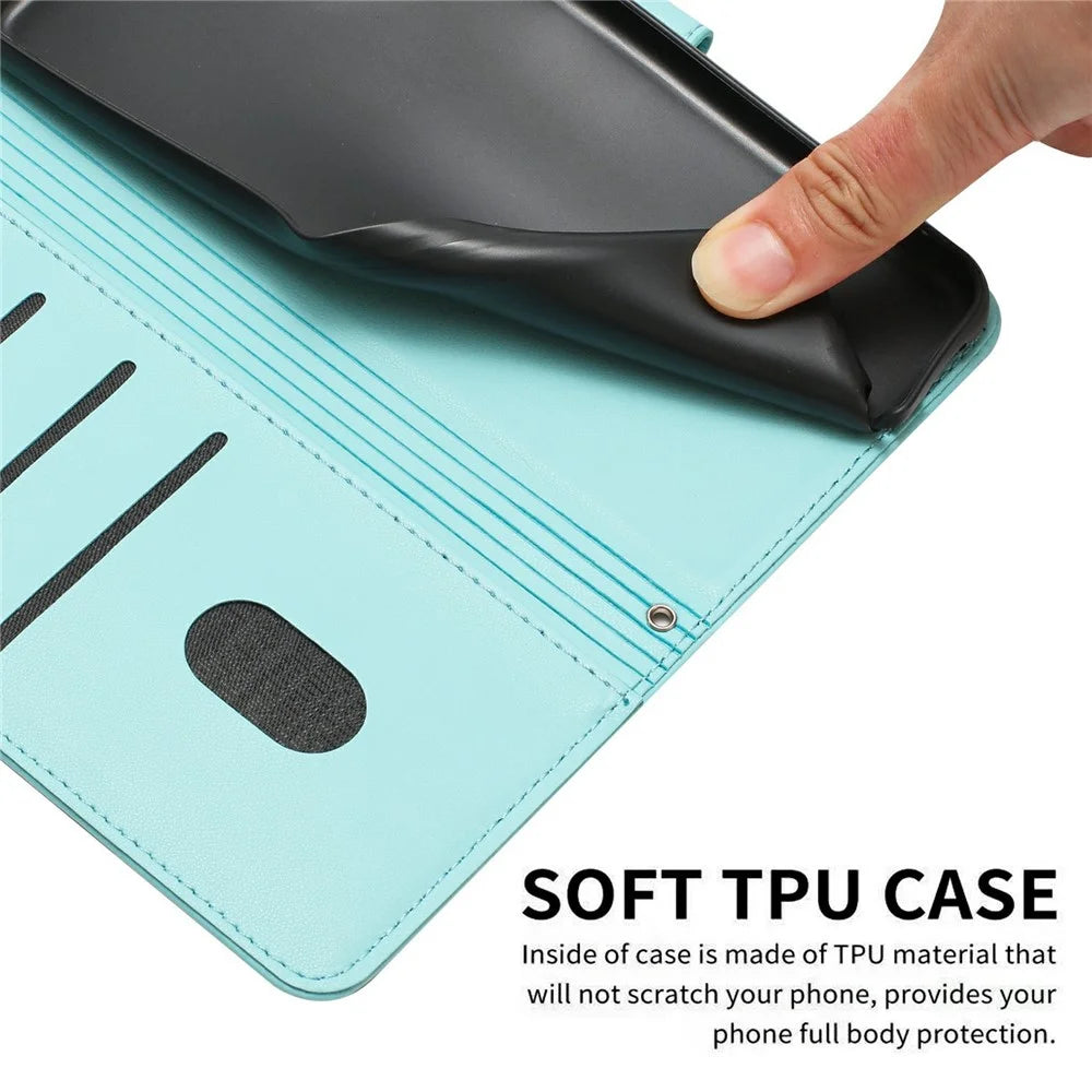 For Samsung Galaxy S26 Ultra Wallet Case Cats Imprint Leather Phone Cover with Strap - Green - 6