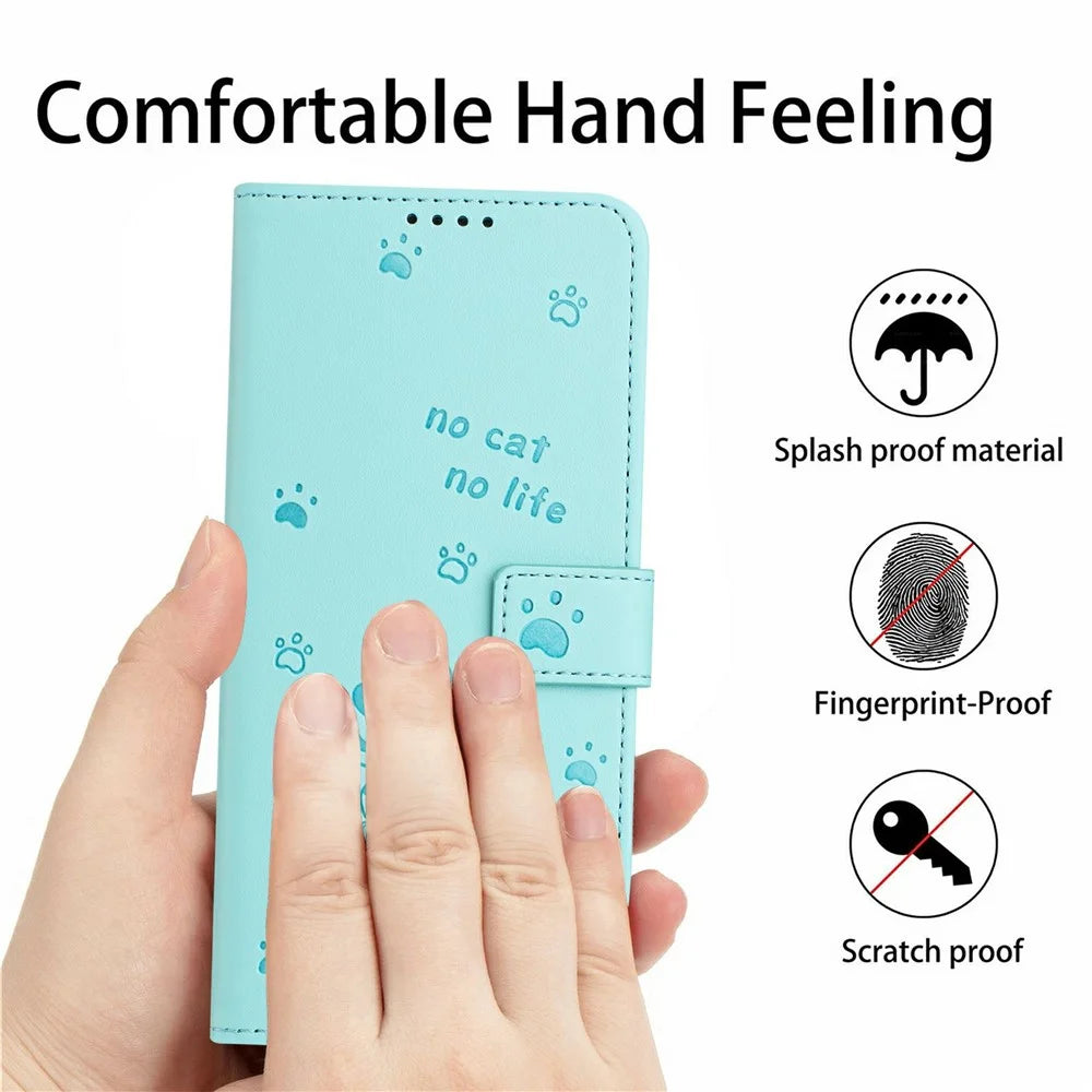 For Samsung Galaxy S26 Ultra Wallet Case Cats Imprint Leather Phone Cover with Strap - Green - 7