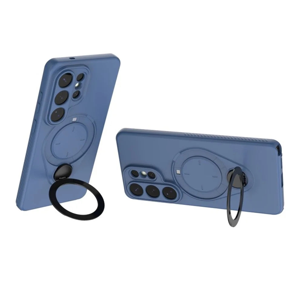 For Samsung Galaxy S26 Ultra Case with Tempered Glass WANLONFENG JH Series PC TPU Kickstand Phone Cover - Sapphire - 2