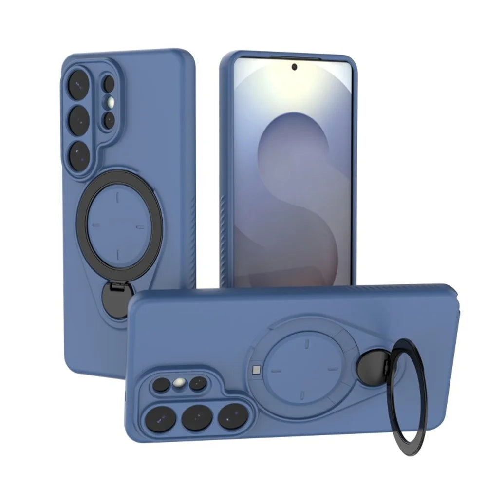 For Samsung Galaxy S26 Ultra Case with Tempered Glass WANLONFENG JH Series PC TPU Kickstand Phone Cover - Sapphire - 3