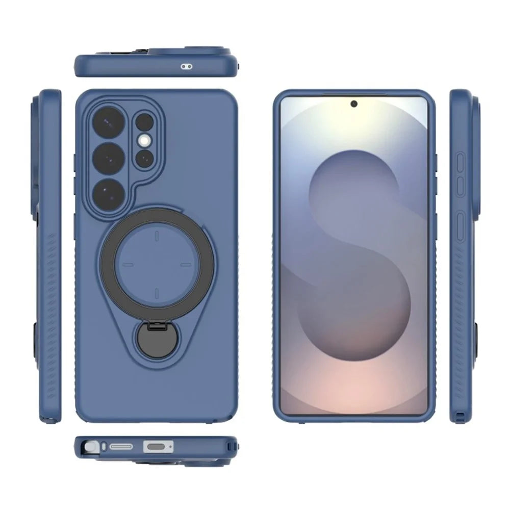 For Samsung Galaxy S26 Ultra Case with Tempered Glass WANLONFENG JH Series PC TPU Kickstand Phone Cover - Sapphire - 4