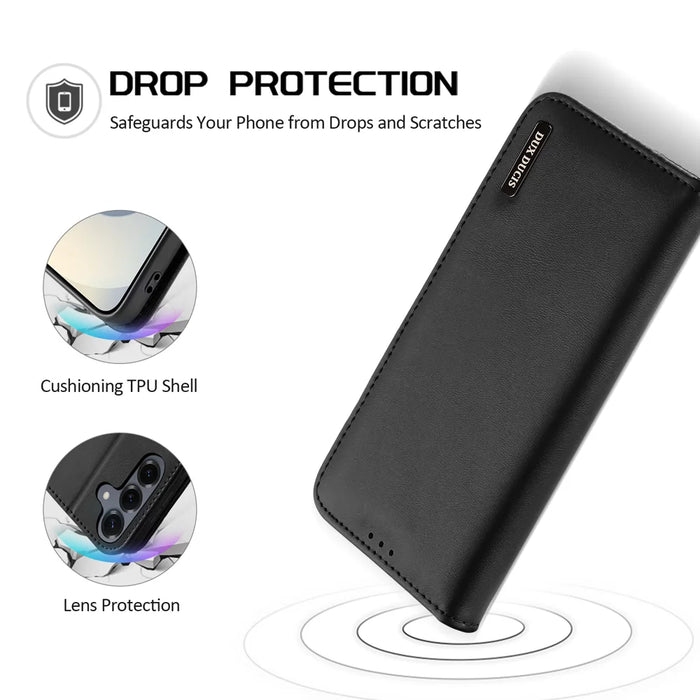 DUX DUCIS For Samsung Galaxy S26+ Case  Hivo Series Cowhide Leather RFID Blocking Wallet Stand Flip Phone Cover - Black - 4
