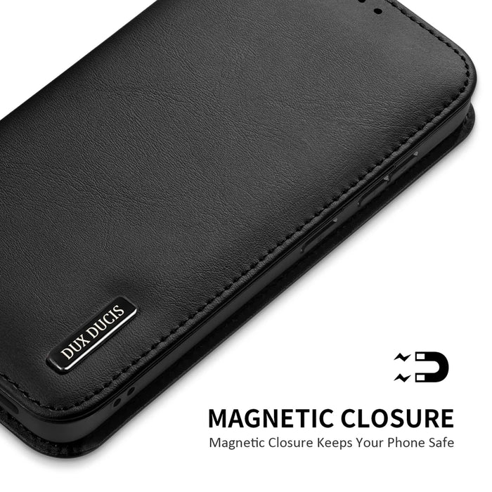 DUX DUCIS For Samsung Galaxy S26+ Case  Hivo Series Cowhide Leather RFID Blocking Wallet Stand Flip Phone Cover - Black - 5