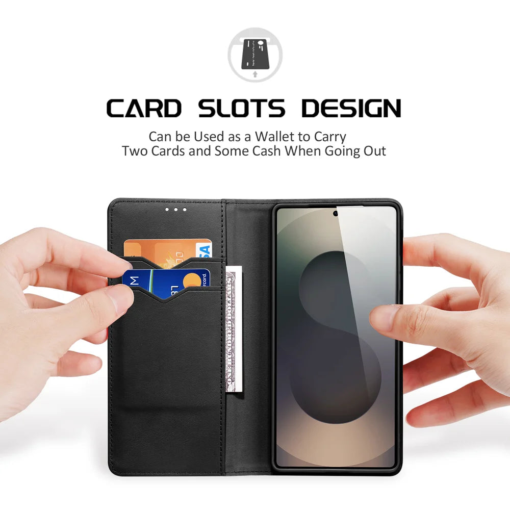 DUX DUCIS For Samsung Galaxy S26 Ultra Case  Hivo Series Split Leather RFID Blocking Wallet Stand Flip Phone Cover (Non-magnetic) - Black - 2