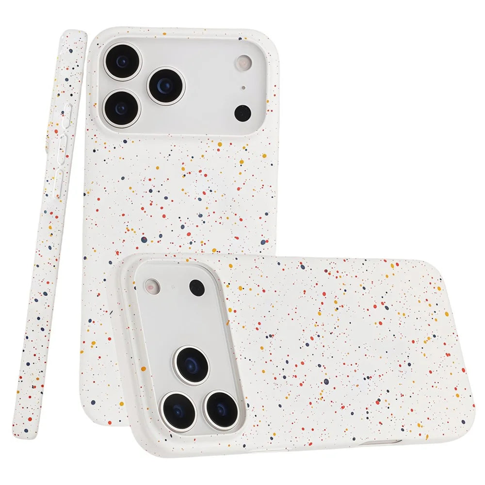 For iPhone 17 Pro Max Magnetic Case Colorful Spots Matte Shockproof PC Phone Cover - White - 1