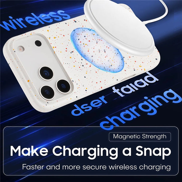 For iPhone 17 Pro Max Magnetic Case Colorful Spots Matte Shockproof PC Phone Cover - White - 2
