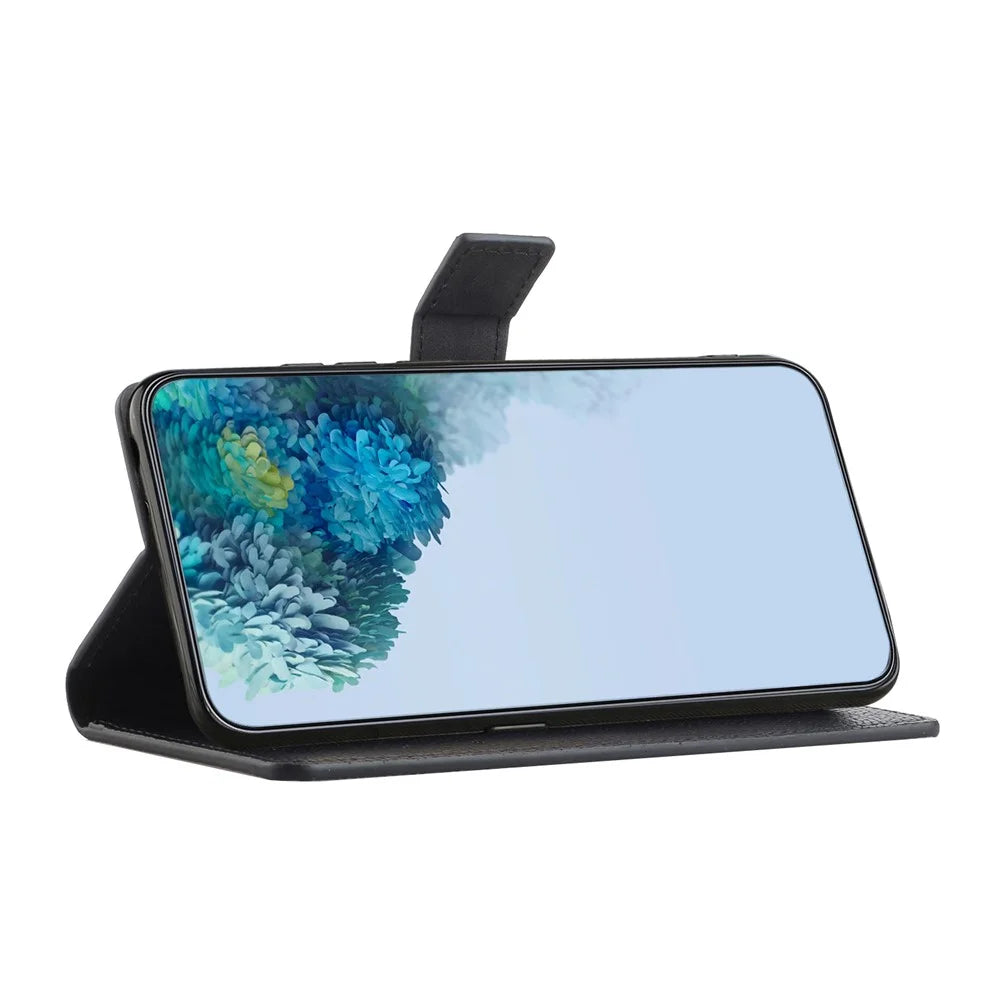 For Samsung Galaxy S26+ Case PU Leather Wallet Phone Cover Litchi Texture, Black - 3
