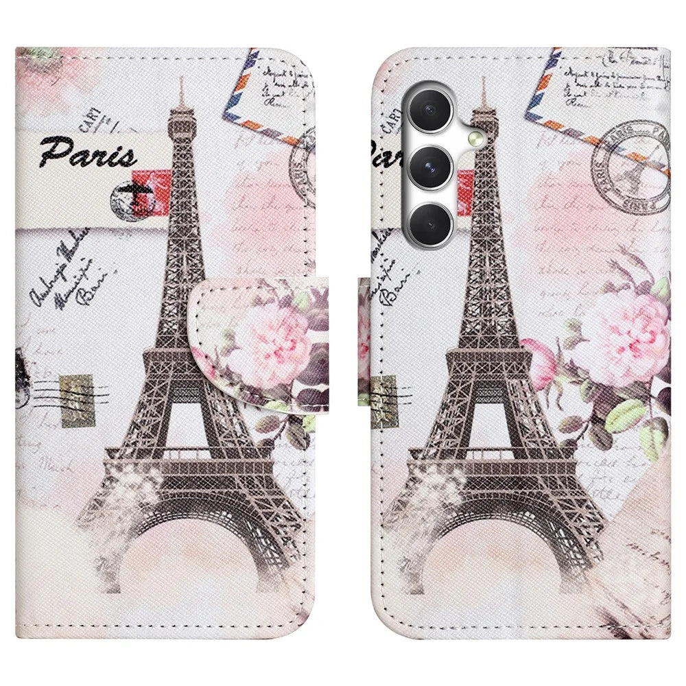 For Samsung Galaxy S26 Case Pattern Printing Cross Texture Leather Phone Cover - Tower - 1