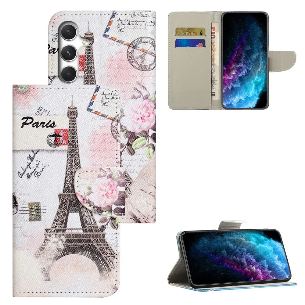 For Samsung Galaxy S26 Case Pattern Printing Cross Texture Leather Phone Cover - Tower - 4
