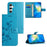 For Samsung Galaxy S26 Case Wallet Stand Imprinted Butterfly Flower PU Leather Phone Cover - Blue - 4