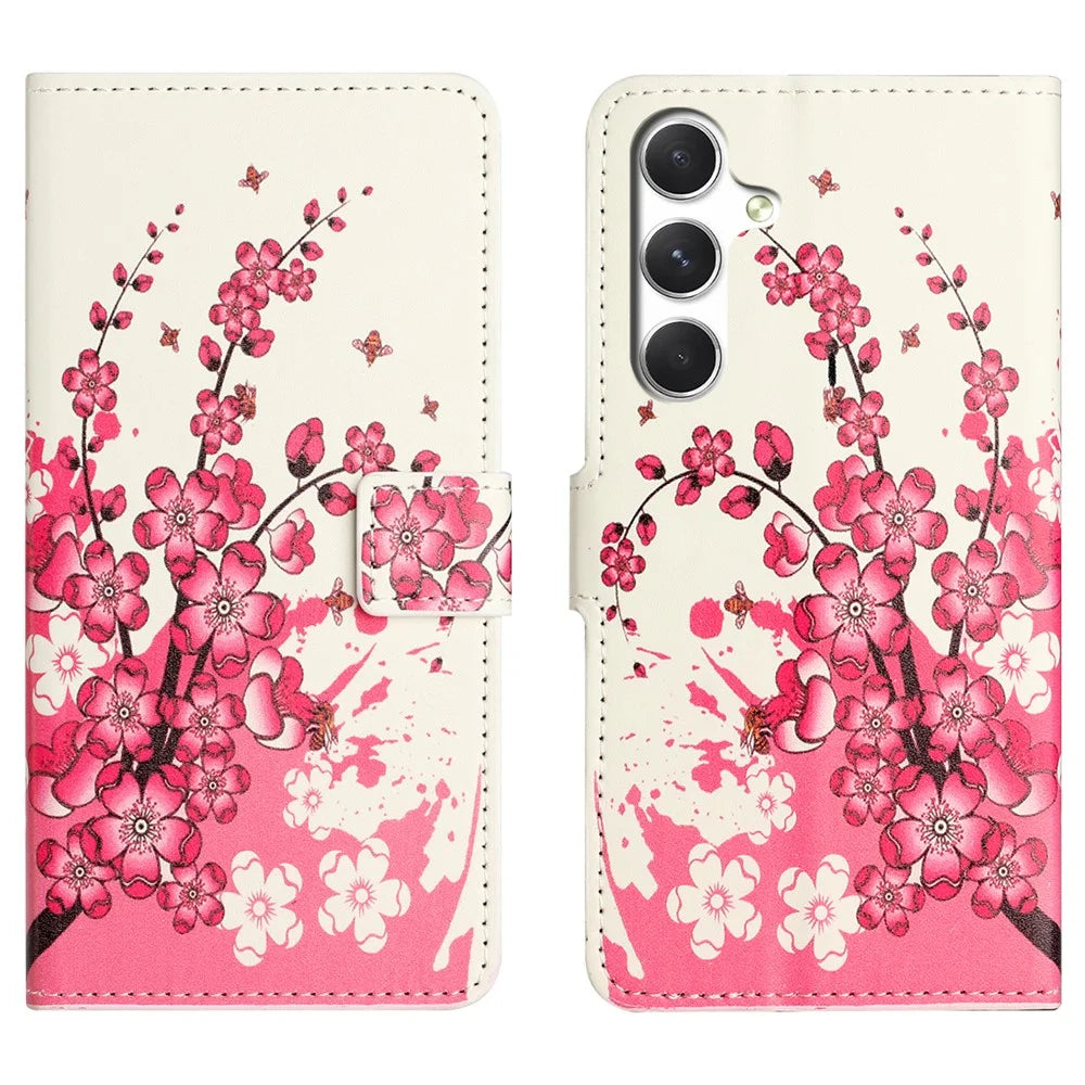 For Samsung Galaxy S26+ Case Pattern Print PU Leather Wallet Phone Cover - Plum Blossom - 1