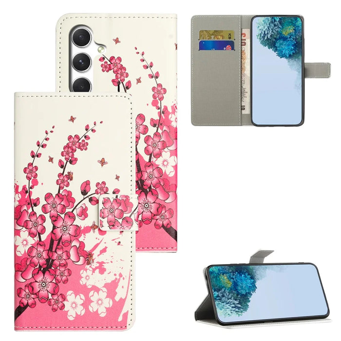 For Samsung Galaxy S26+ Case Pattern Print PU Leather Wallet Phone Cover - Plum Blossom - 4