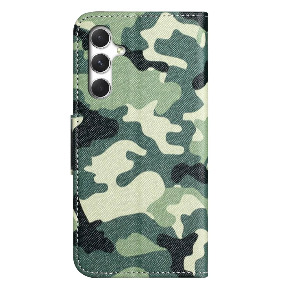 For Samsung Galaxy S26+ Case Pattern Printing Cross Texture Leather Phone Cover - Camouflage - 6