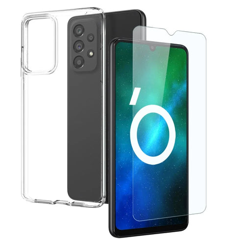 NORTHJO For Samsung Galaxy A33 5G 2-in-1 Anti-scratch TPU Phone Case + Ultra Clear Tempered Glass Screen Protector - Transparent - 1