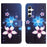 For Samsung Galaxy S26+ Case Pattern Print PU Leather Wallet Phone Cover Cross Texture - Blue Flower - 1