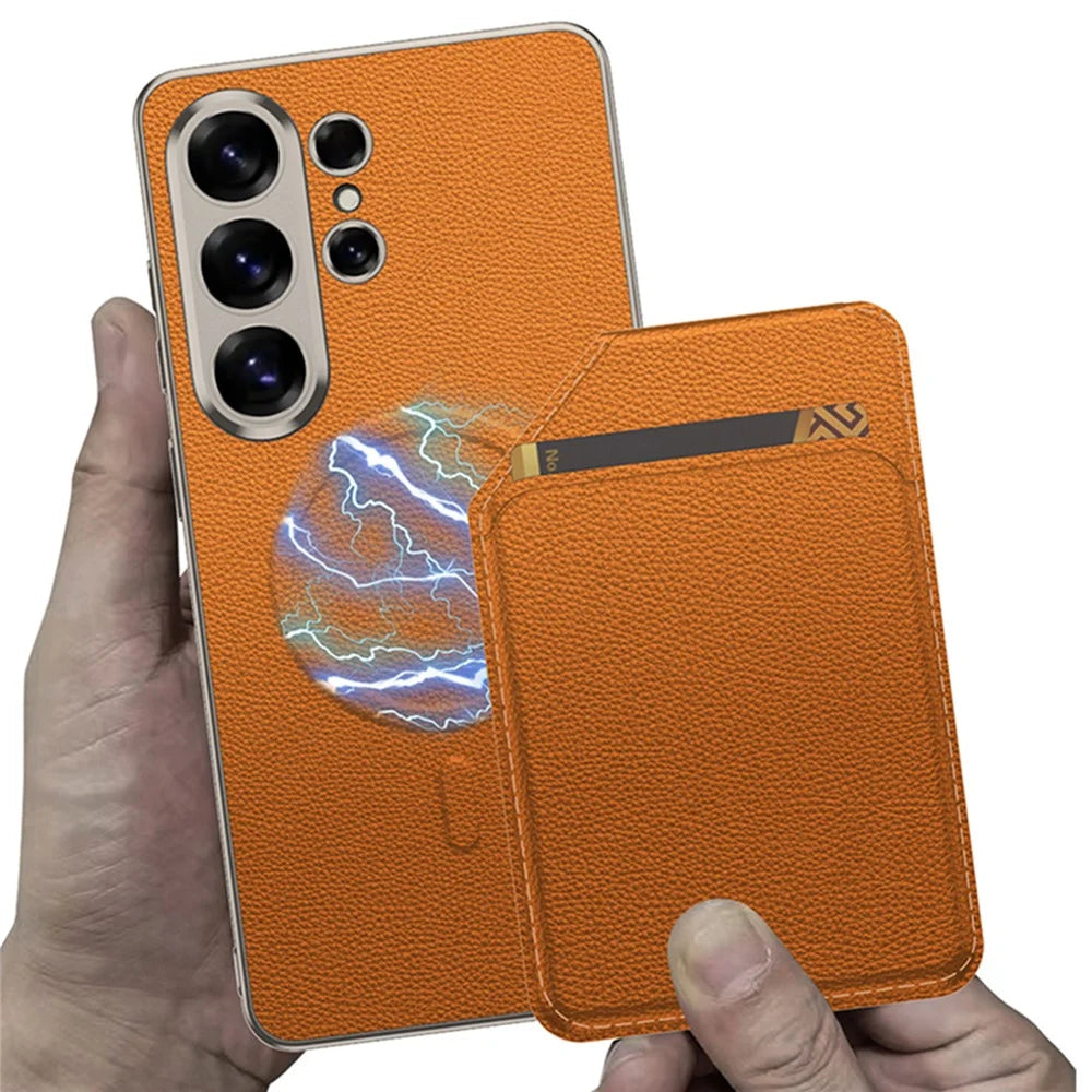 GKK For Samsung Galaxy S26 Ultra Case PU Leather Detachable Card Holder KickStand PC Phone Back Cover - Titanium Orange - 2