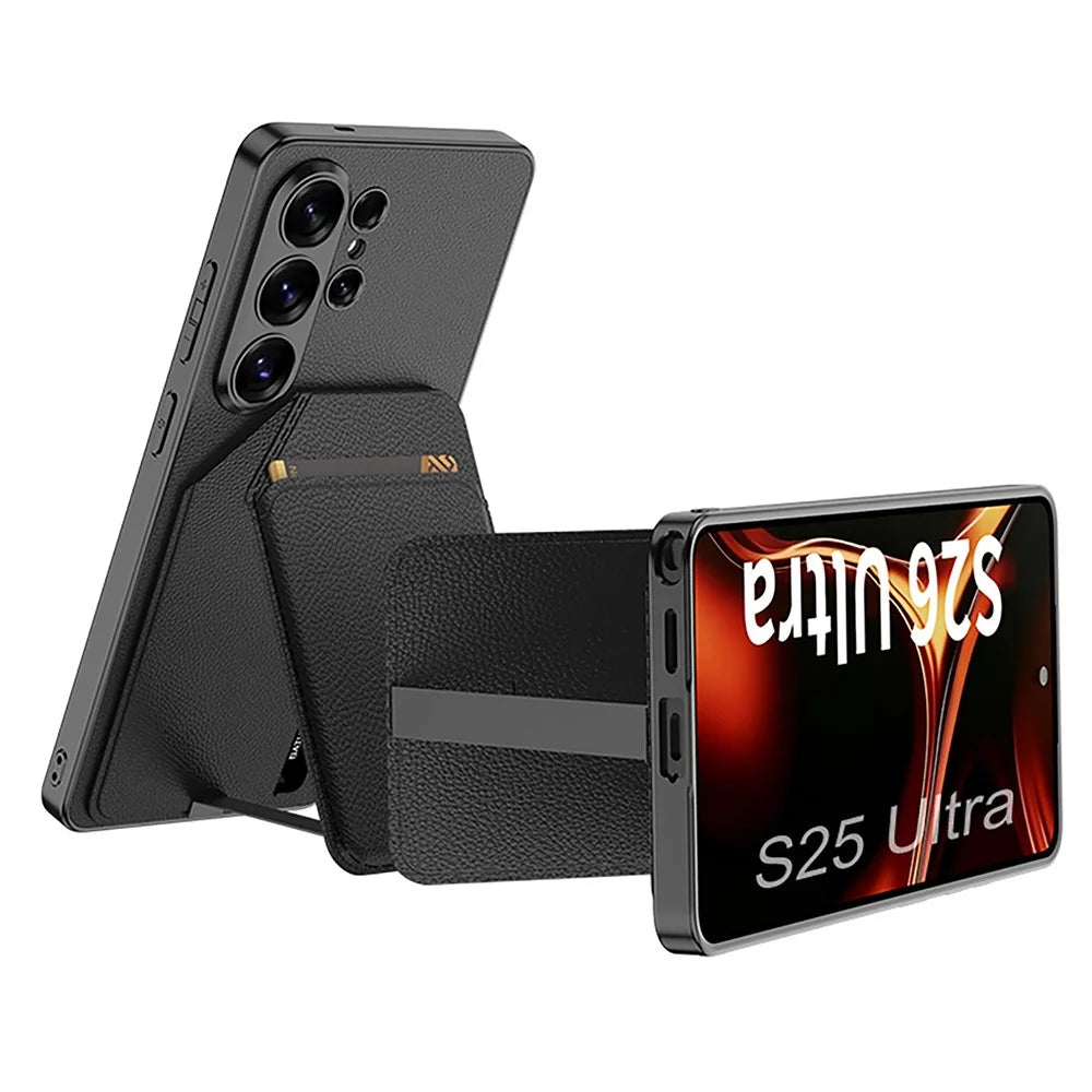 GKK For Samsung Galaxy S26 Ultra Case PU Leather Detachable Card Holder KickStand PC Phone Back Cover - Titanium Orange - 4