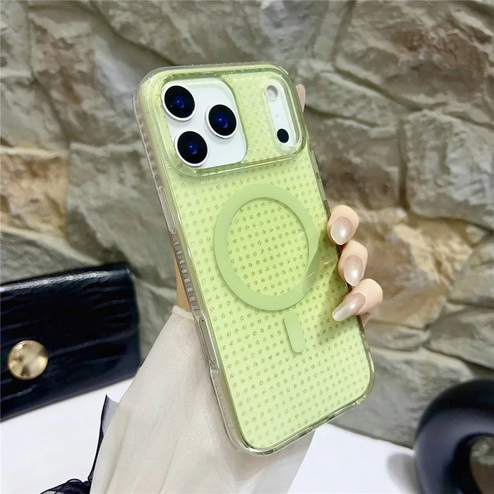 For iPhone 17 Pro Max Magnetic Case IMD Sparkling Decor TPU + PC Phone Cover - Green - 2
