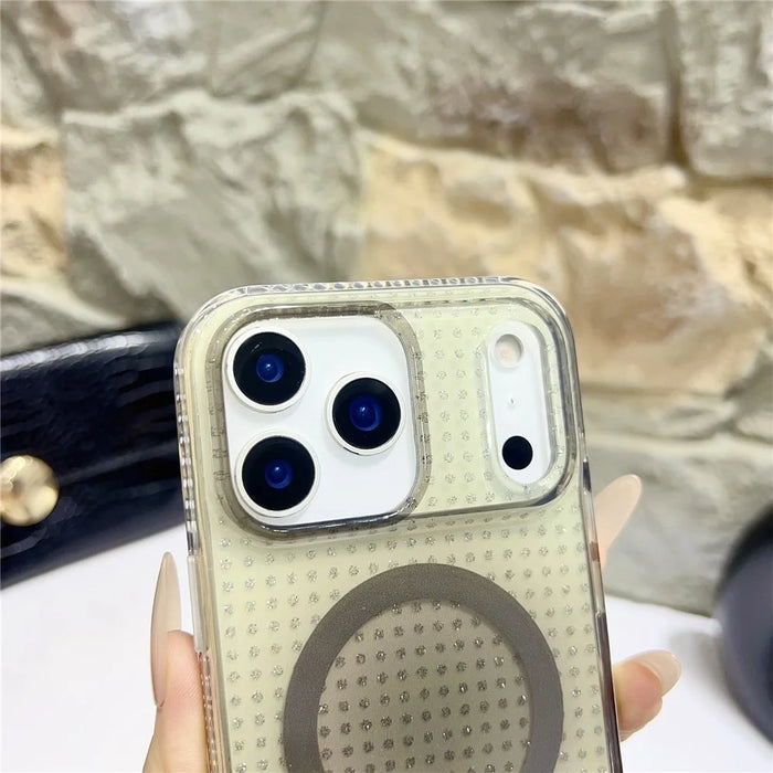 For iPhone 17 Pro Max Magnetic Case IMD Sparkling Decor TPU + PC Phone Cover - Green - 6