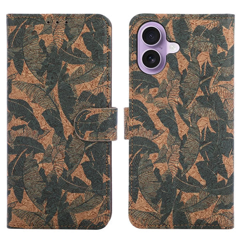 For iPhone 17 Leather Wallet Case Bohemian-style TPU PU Phone Cover with Stand - Autumn Leaves - 1