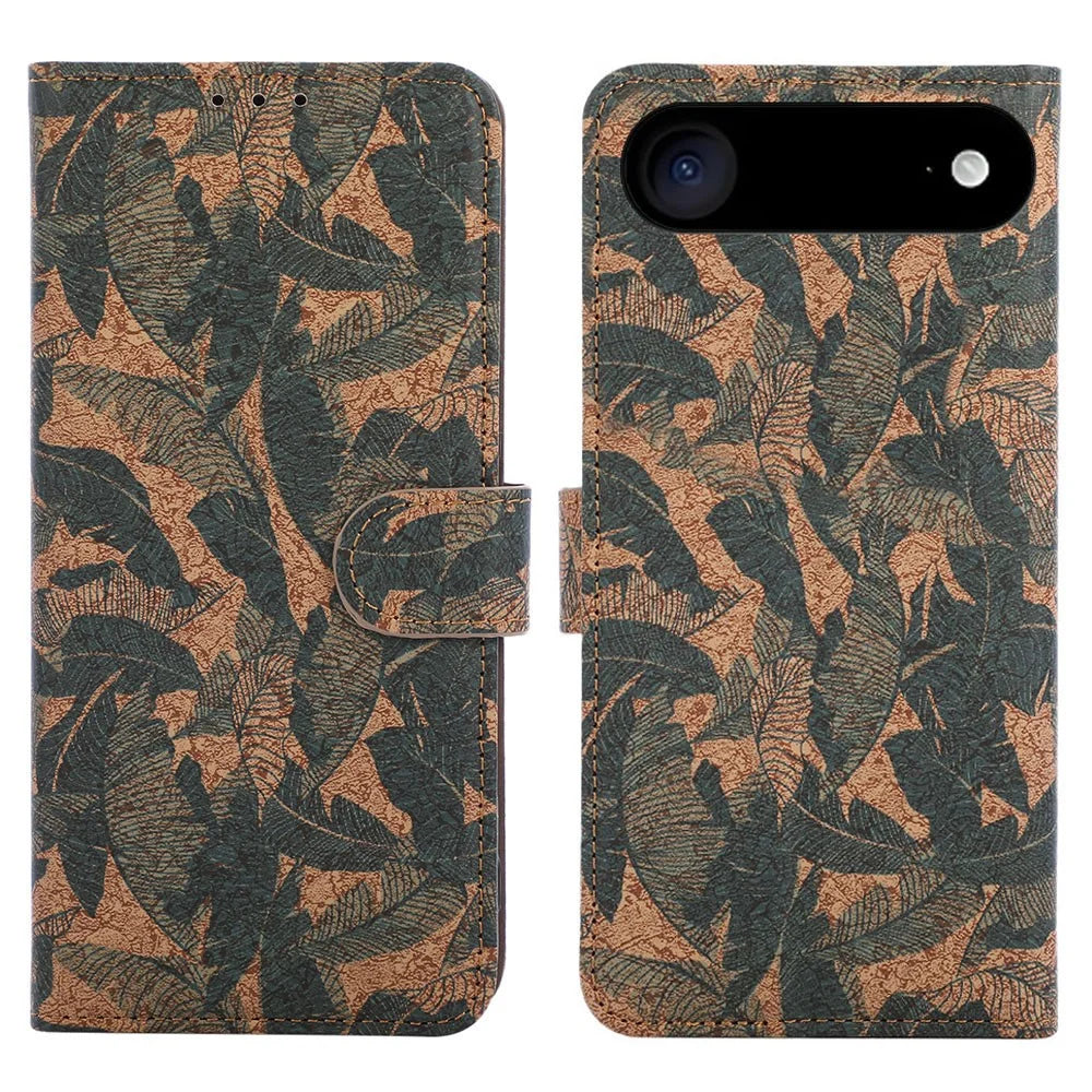 For iPhone Air Leather Wallet Case Bohemian-style TPU PU Phone Cover with Stand - Autumn Leaves - 1