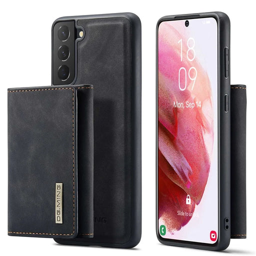 DG.MING M1 Series Shockproof Case for Samsung Galaxy S23 Detachable Magnetic Absorption Wallet + PU Leather Coated Phone Case with Kickstand - Black - 1