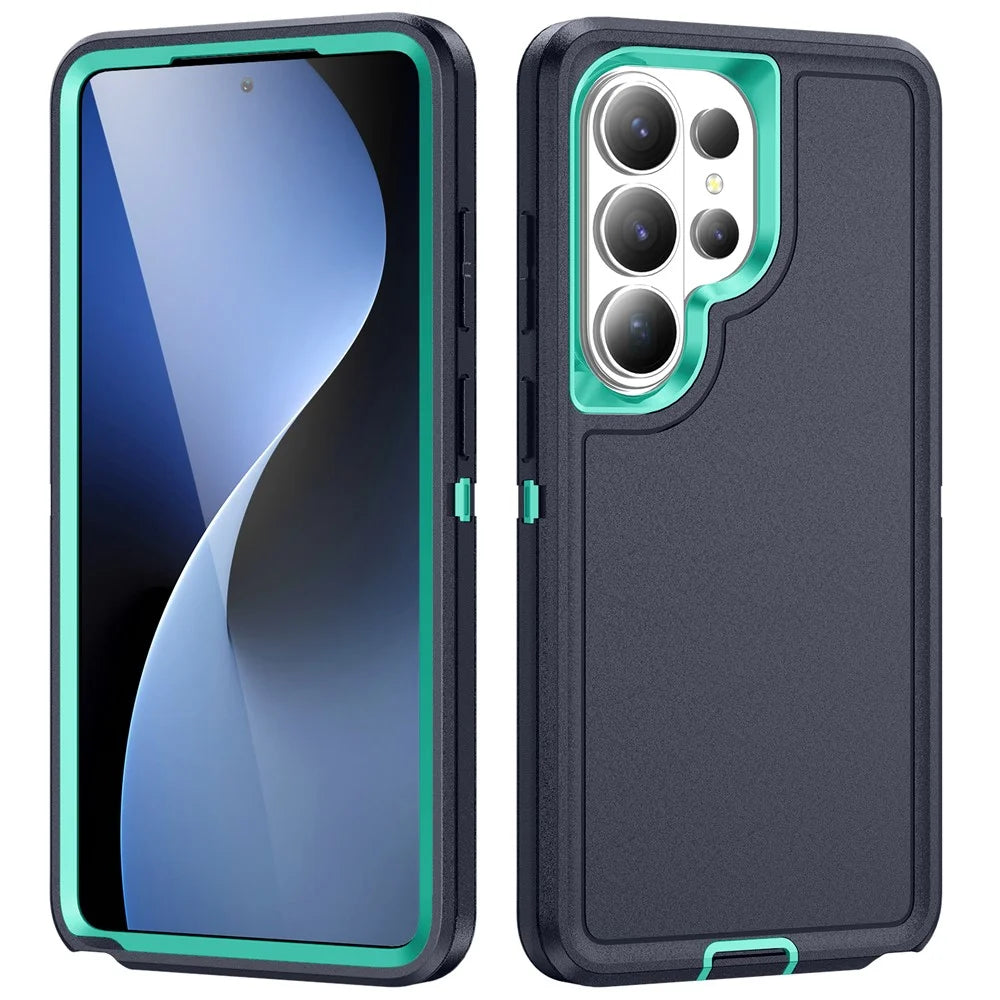 For Samsung Galaxy S26 Ultra Case PC + Silicone + EVA Drop Protection Phone Cover - Black + Cyan - 1