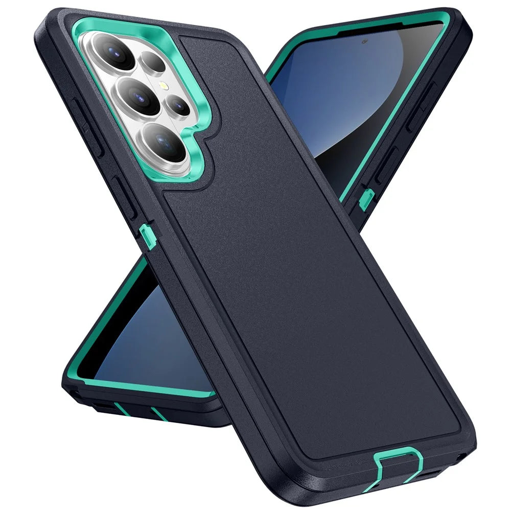 For Samsung Galaxy S26 Ultra Case PC + Silicone + EVA Drop Protection Phone Cover - Black + Cyan - 2