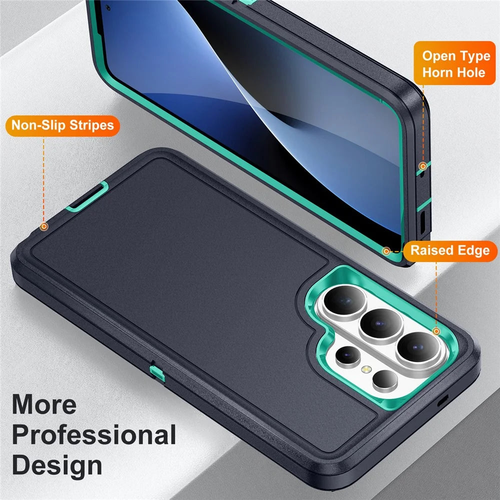 For Samsung Galaxy S26 Ultra Case PC + Silicone + EVA Drop Protection Phone Cover - Black + Cyan - 3