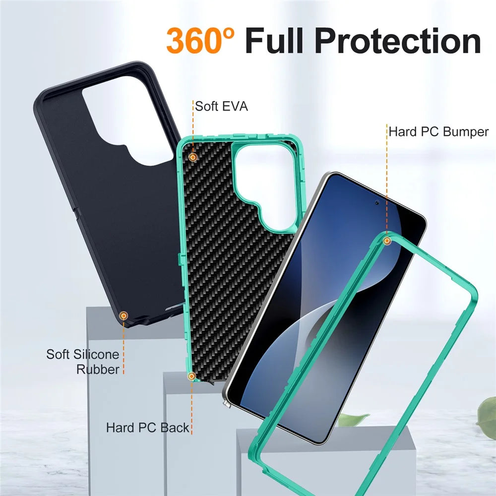 For Samsung Galaxy S26 Ultra Case PC + Silicone + EVA Drop Protection Phone Cover - Black + Cyan - 4