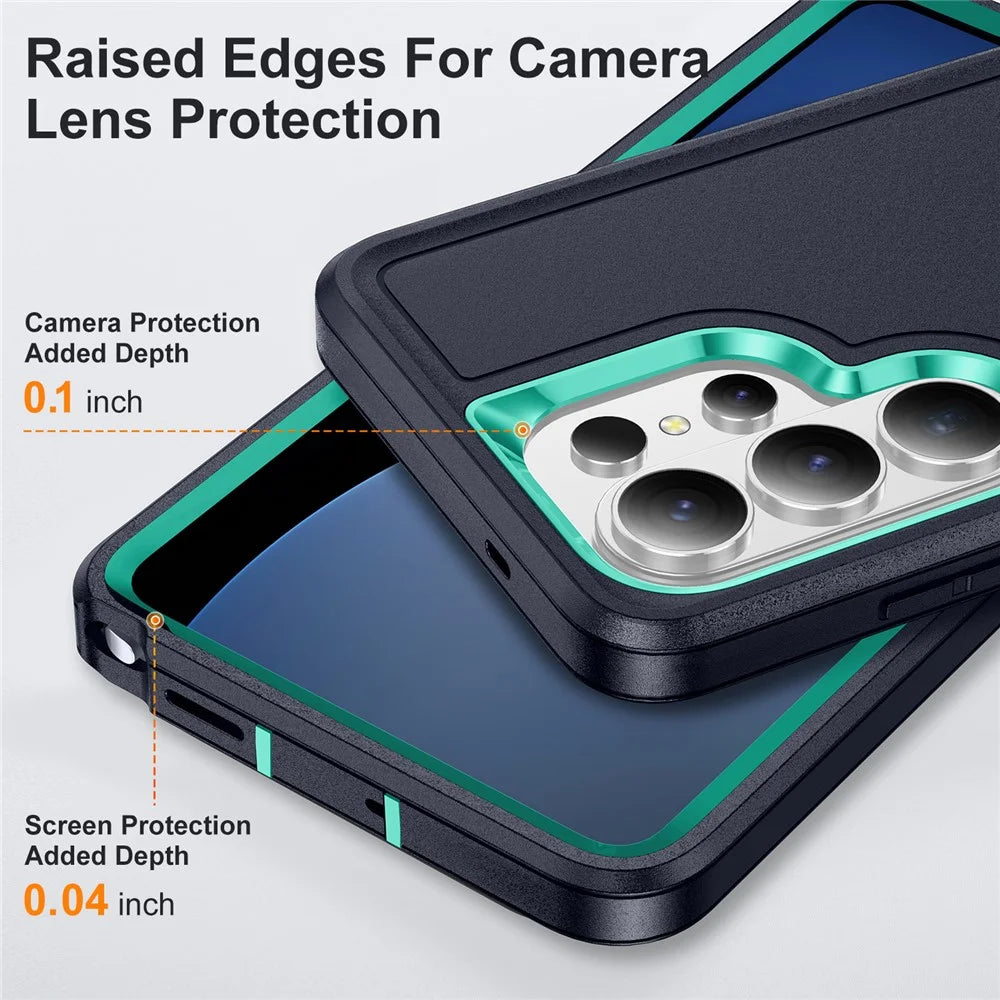 For Samsung Galaxy S26 Ultra Case PC + Silicone + EVA Drop Protection Phone Cover - Black + Cyan - 5