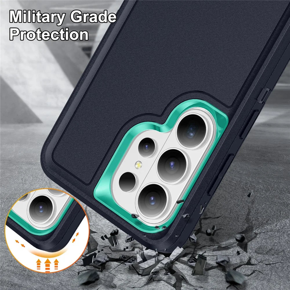 For Samsung Galaxy S26 Ultra Case PC + Silicone + EVA Drop Protection Phone Cover - Black + Cyan - 6