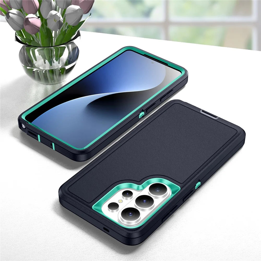 For Samsung Galaxy S26 Ultra Case PC + Silicone + EVA Drop Protection Phone Cover - Black + Cyan - 7