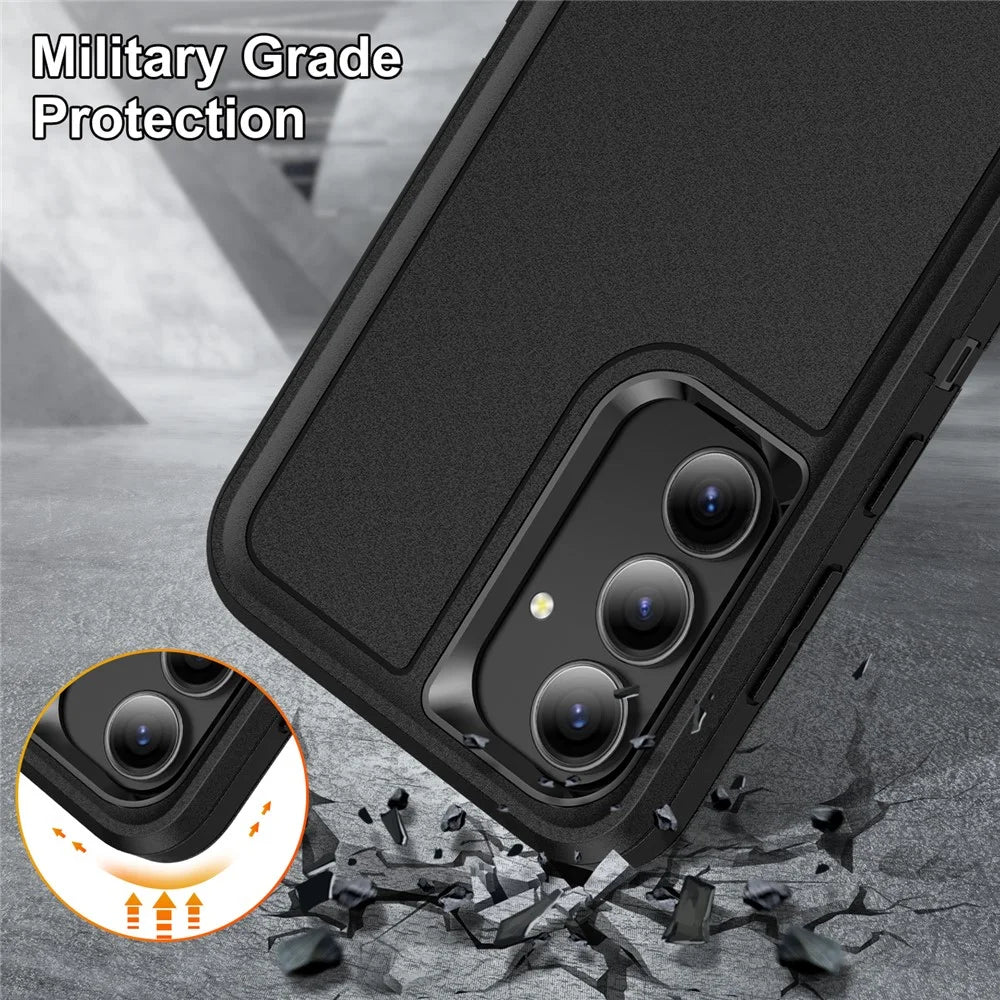 For Samsung Galaxy S25 FE Case PC + Silicone + EVA Drop Protection Phone Cover -  Black - 6
