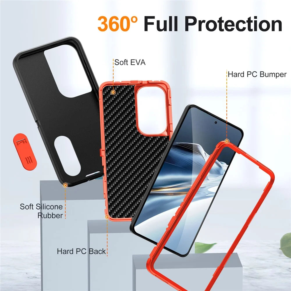 For Samsung Galaxy S26 Case PC + Silicone + EVA Anti-Drop Kickstand Phone Cover - Black  /  Orange - 4