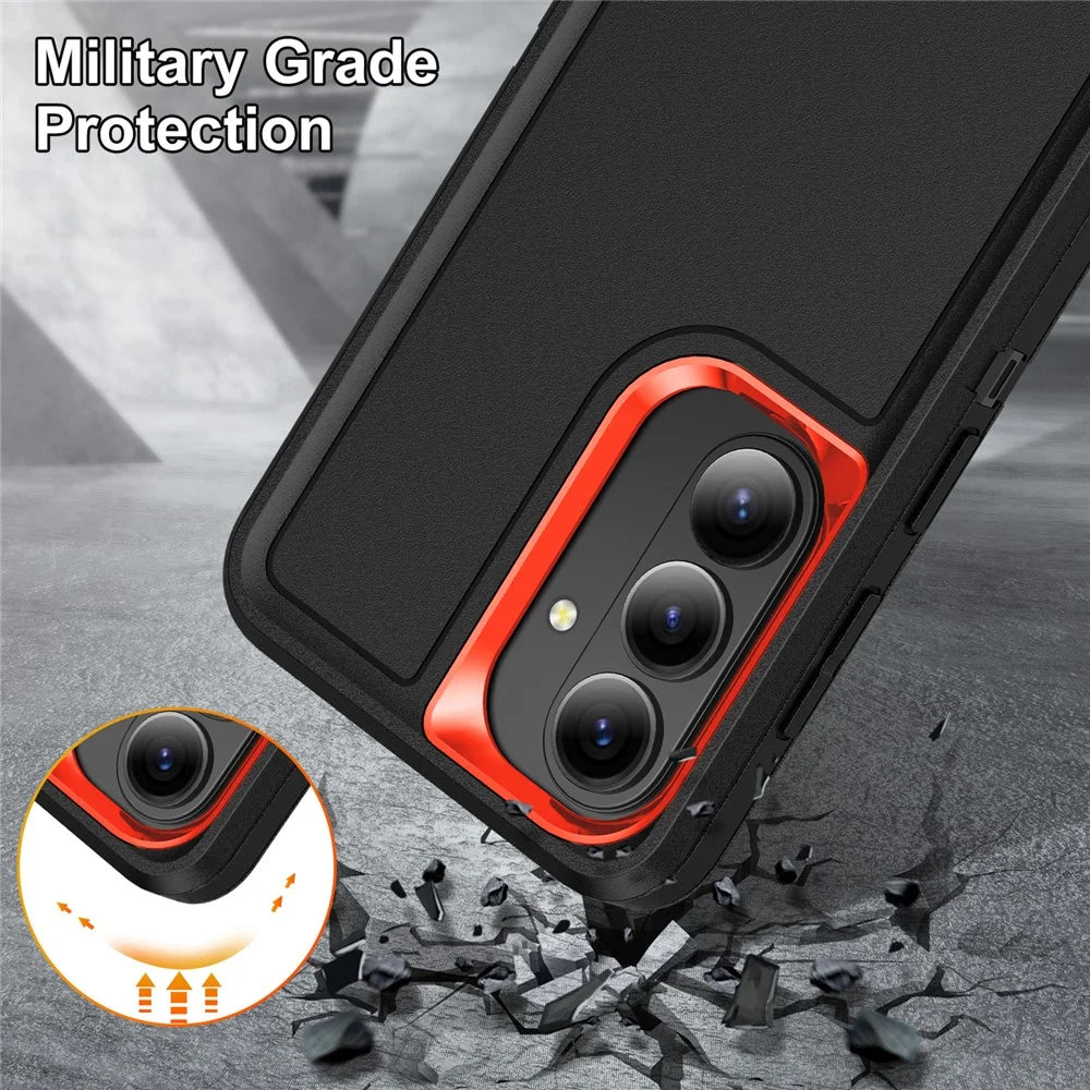 For Samsung Galaxy S26 Case PC + Silicone + EVA Anti-Drop Kickstand Phone Cover - Black  /  Orange - 7
