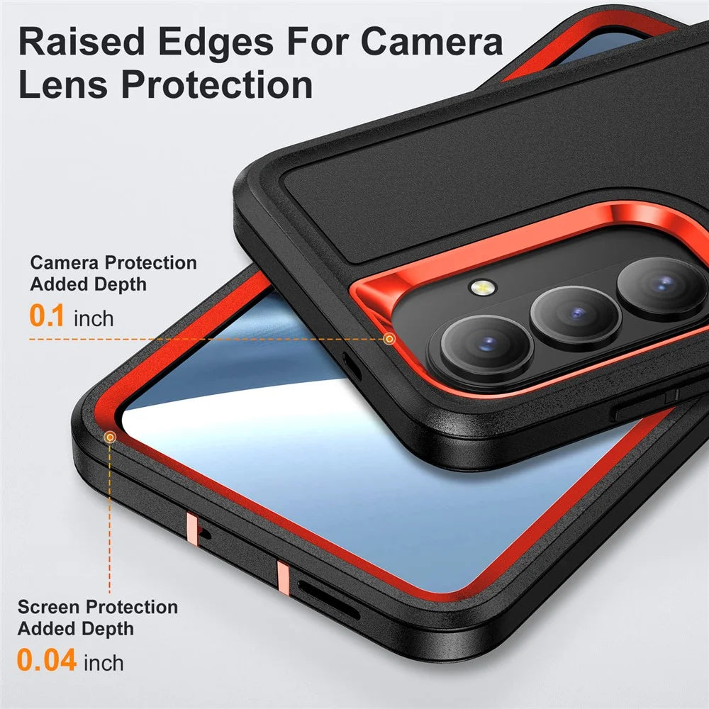 For Samsung Galaxy S26+ Case PC + Silicone + EVA Anti-Drop Kickstand Phone Cover - Black  /  Orange - 5