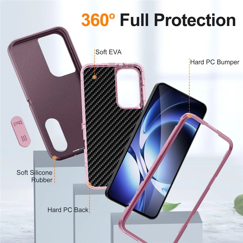 For Samsung Galaxy S25 FE Case PC + Silicone + EVA Anti-Drop Kickstand Phone Cover - Purple  /  Pink - 4