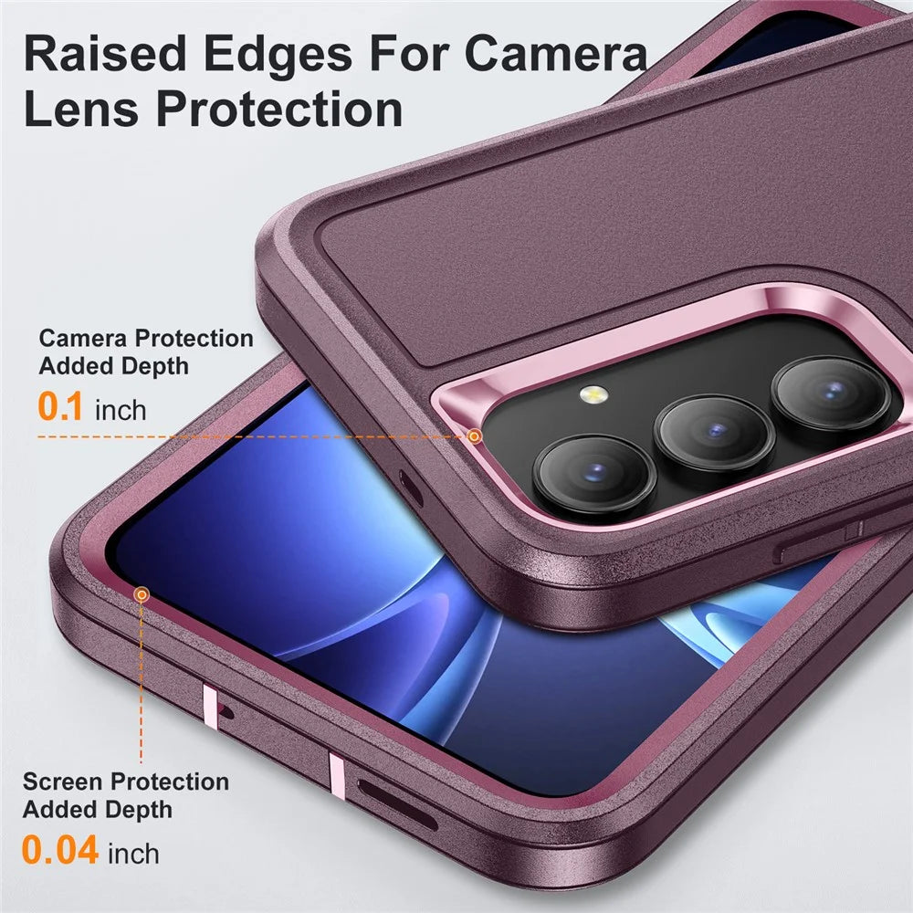For Samsung Galaxy S25 FE Case PC + Silicone + EVA Anti-Drop Kickstand Phone Cover - Purple  /  Pink - 5