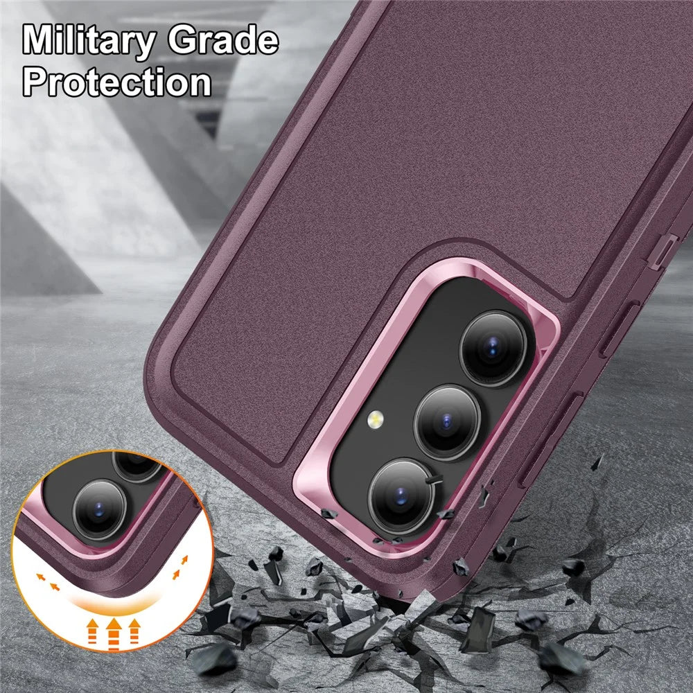 For Samsung Galaxy S25 FE Case PC + Silicone + EVA Anti-Drop Kickstand Phone Cover - Purple  /  Pink - 7
