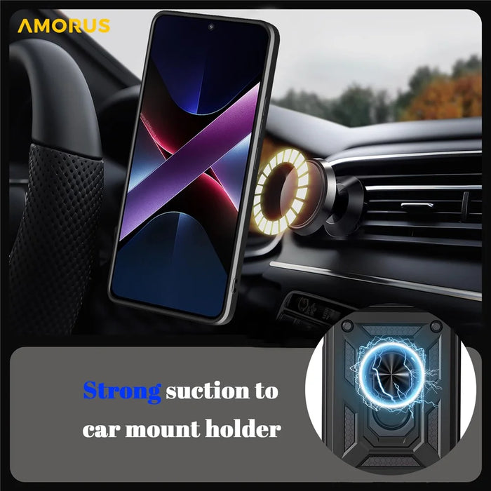 AMORUS For OnePlus 15R 5G Case Kickstand PC + TPU Phone Cover with Camera Lens Slider - Black - 2