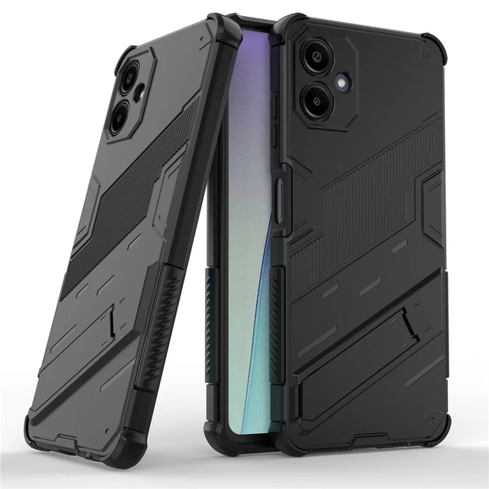 For Samsung Galaxy A06 4G Case PC + TPU Shockproof Phone Cover with Kickstand - Black - 2