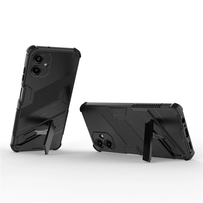 For Samsung Galaxy A06 4G Case PC + TPU Shockproof Phone Cover with Kickstand - Black - 3