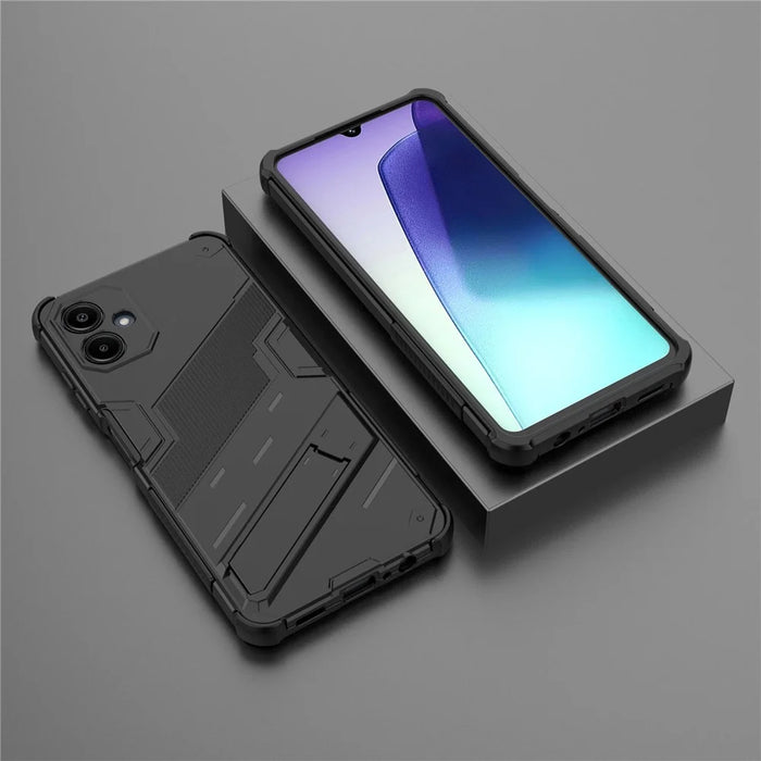 For Samsung Galaxy A06 4G Case PC + TPU Shockproof Phone Cover with Kickstand - Black - 5