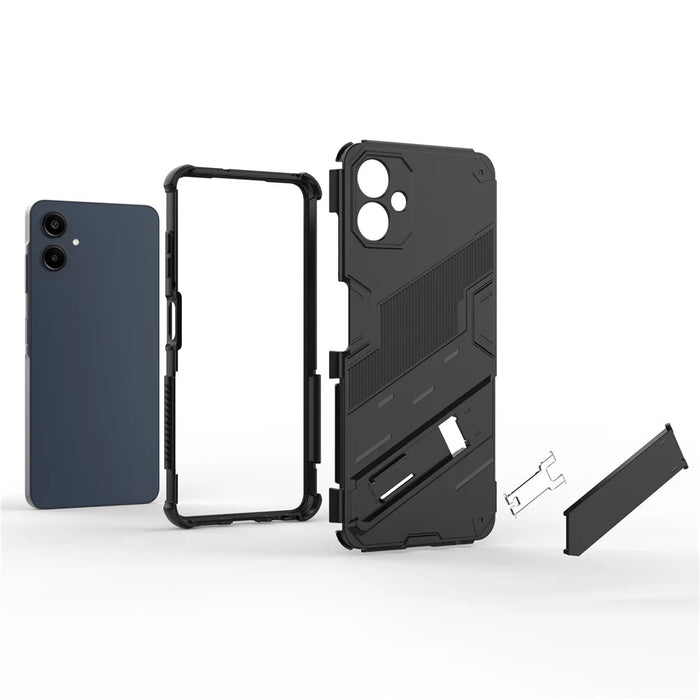 For Samsung Galaxy A06 4G Case PC + TPU Shockproof Phone Cover with Kickstand - Black - 7
