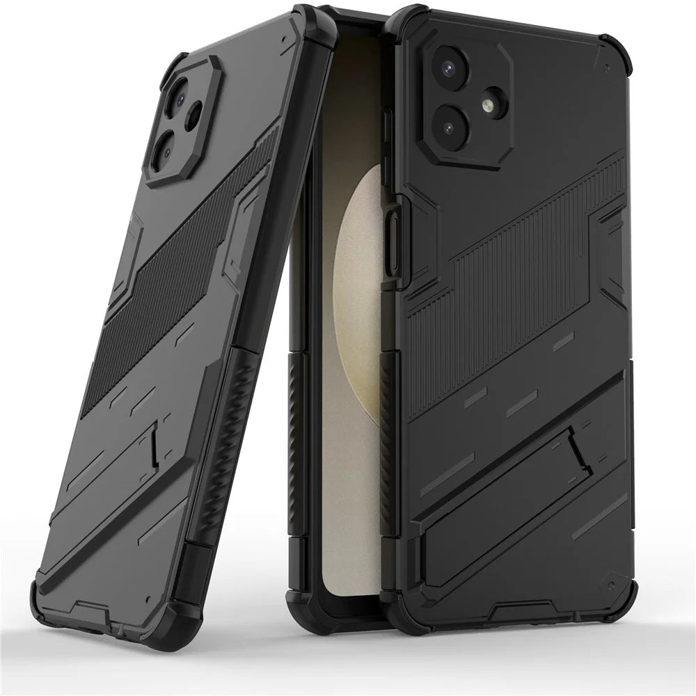 For Samsung Galaxy A08 5G / A08 4G / A07 5G / A07 4G Case PC + TPU Shockproof Phone Cover with Kickstand - Black - 2