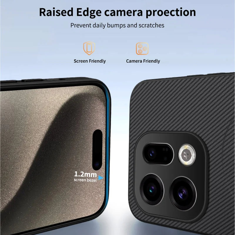WANLONFENG For Oppo Find X9 5G Magnetic Case  TQ1 Series Carbon Fiber Texture PC TPU Phone Cover with 2Pcs Screen Films - Black - 3