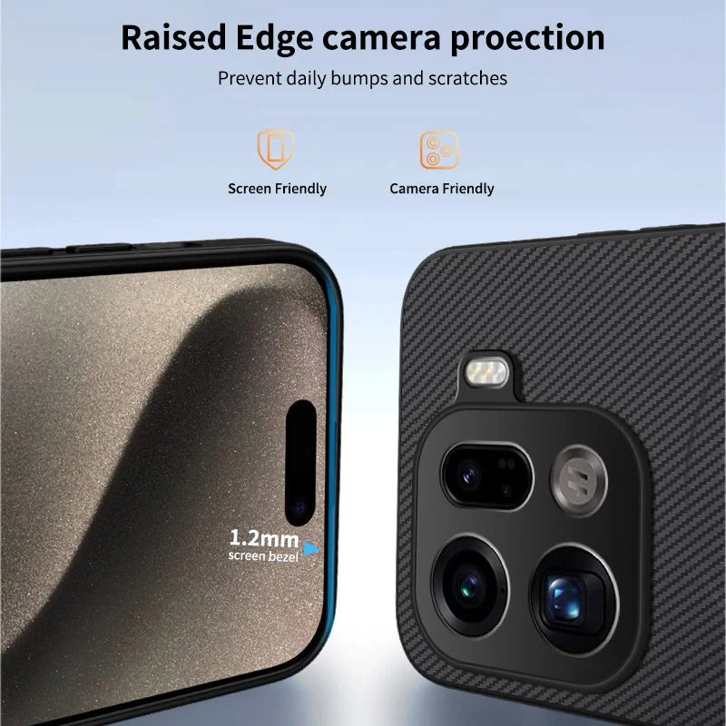 WANLONFENG For Oppo Find X9 Pro 5G Magnetic Case  TQ1 Series Carbon Fiber Texture PC TPU Phone Cover with 2Pcs Screen Films - Black - 3
