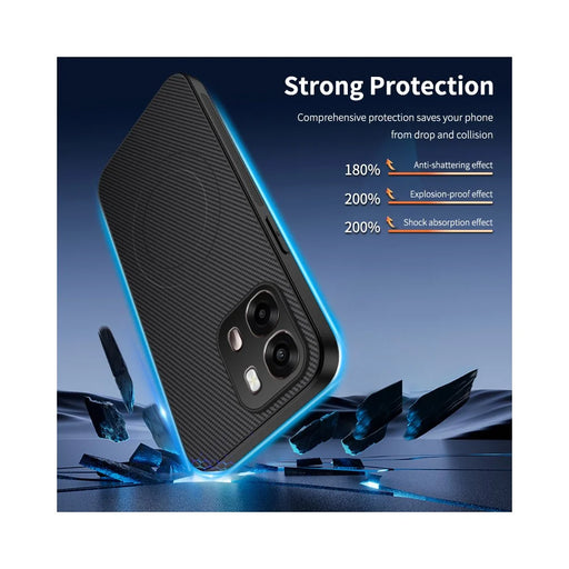 WANLONFENG For Oppo A6x 4G / Oppo A6x 5G Magnetic Case  TQ1 Series Carbon Fiber Texture PC TPU Phone Cover with 2Pcs Screen Films - Black - 2