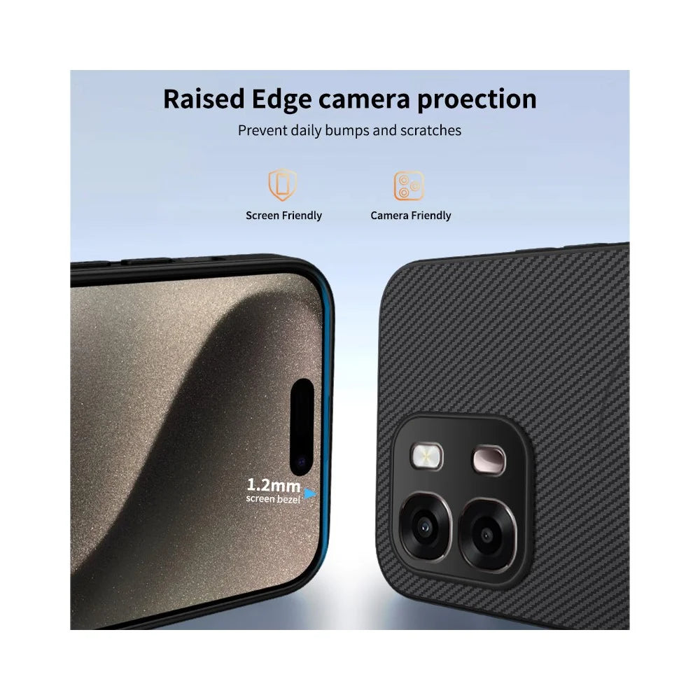 WANLONFENG For Oppo A6x 4G / Oppo A6x 5G Magnetic Case  TQ1 Series Carbon Fiber Texture PC TPU Phone Cover with 2Pcs Screen Films - Black - 3